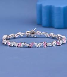 Pink & White Crystal Tennis Bracelet