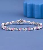 Pink & White Crystal Tennis Bracelet