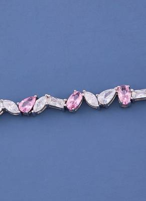 Pink & White Crystal Tennis Bracelet 3