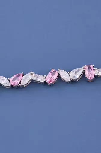 Pink & White Crystal Tennis Bracelet