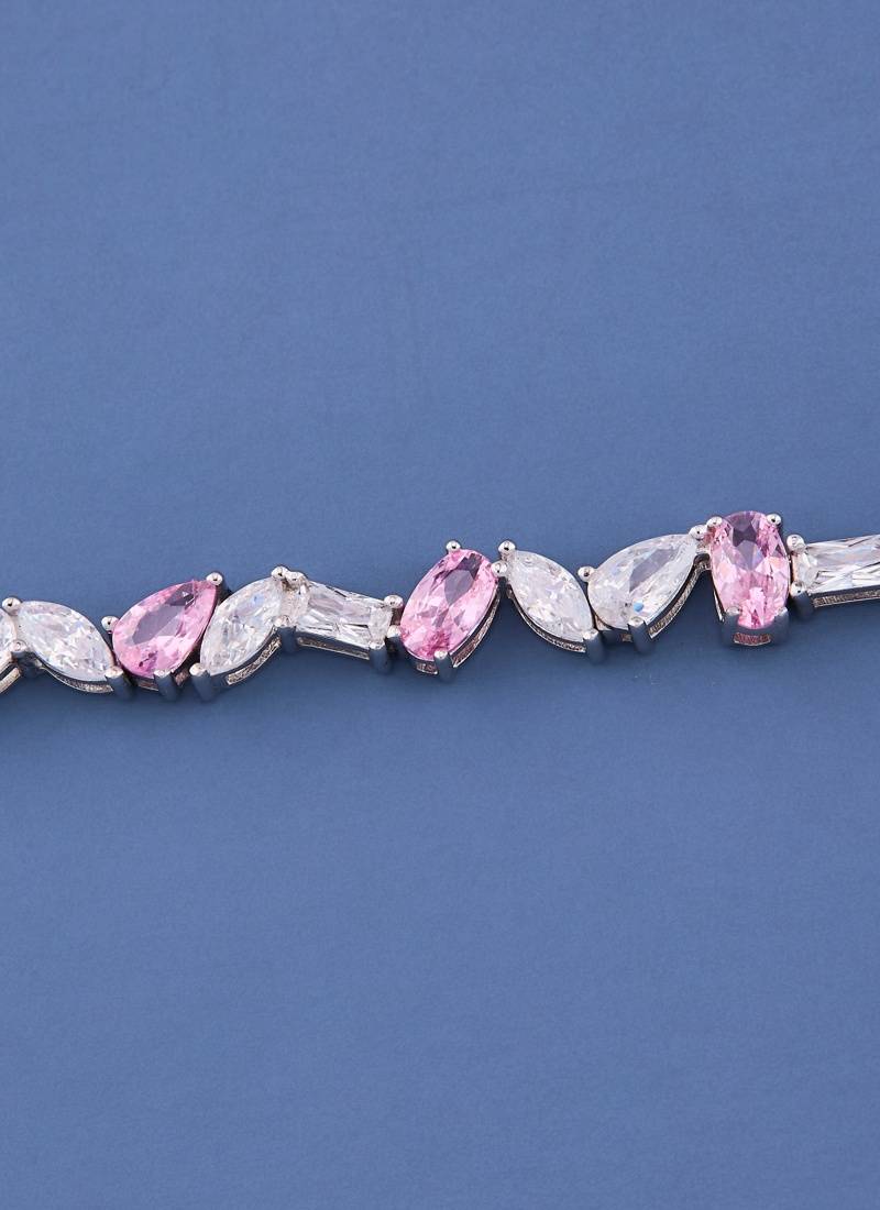 Pink & White Crystal Tennis Bracelet