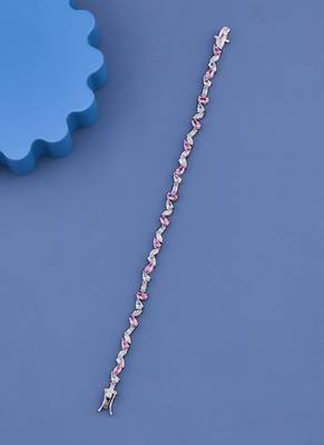 Pink & White Crystal Tennis Bracelet 4