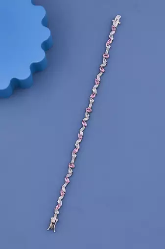 Pink & White Crystal Tennis Bracelet