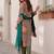 Women Printed Thread Work Cotton Kurta with Trousers & With Dupatta