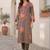 Women Printed Thread Work Cotton Kurta with Trousers & With Dupatta