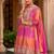 Chevron Printed Sequinned Round Neck A-Line Kurta With Palazzos & Dupatta