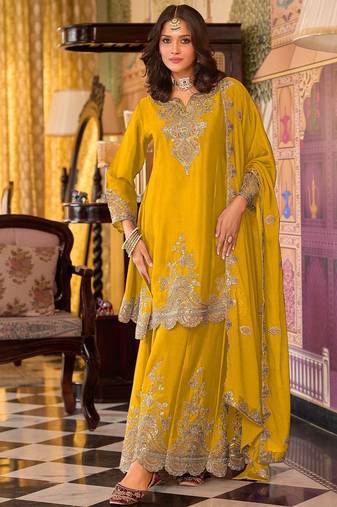 Women Ethnic Motifs Embroidered Kurta with Sharara & Dupatta