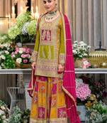 Women Ethnic Motifs Embroidered Kurta with Sharara & With Dupatta
