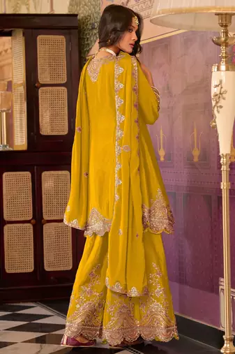 Women Ethnic Motifs Embroidered Kurta with Sharara & Dupatta