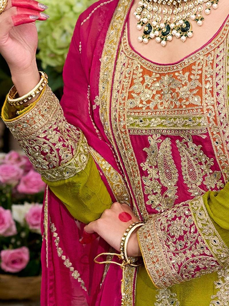 Women Ethnic Motifs Embroidered Kurta with Sharara & With Dupatta