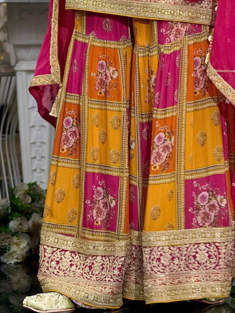 Women Ethnic Motifs Embroidered Kurta with Sharara & With Dupatta