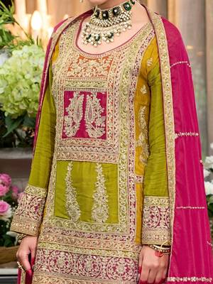 Women Ethnic Motifs Embroidered Kurta with Sharara & With Dupatta 7