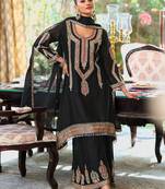 Embroidered Mirror Work Straight Kurta With Palazzos & Dupatta