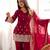 Elegant maroon embroidered ethnic kurta pant set with dupatta for women