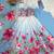 Women's sky blue floral print anarkali gown set with matching dupatta