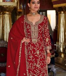 Ethnic Motifs Embroidered Sequinned Kurta with Palazzos & Dupatta