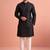 Raw silk solid kurta set for men