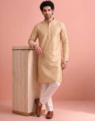  silk blend solid kurta set for men 1