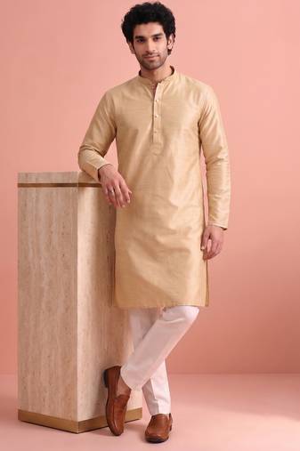  silk blend solid kurta set for men
