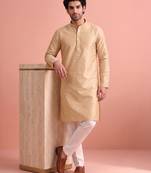  silk blend solid kurta set for men