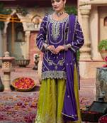 Women Ethnic Motifs Embroidered Thread Work Kurta with Sharara & With Dupatta