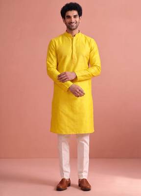  silk blend solid kurta set for men 1