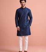 silk blend solid kurta set for men