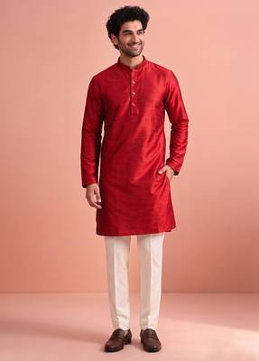  silk blend solid kurta set for men 1