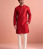  silk blend solid kurta set for men