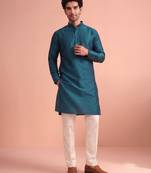  silk blend solid kurta set for men