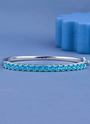 Blue Princess Cut Crystal Tennis Bangle 1