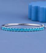 Blue Princess Cut Crystal Tennis Bangle