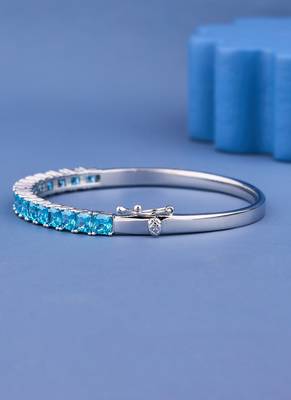 Blue Princess Cut Crystal Tennis Bangle 2