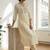 Women Floral Embroidered Empire Thread Work Cotton Kurta with Trousers & With Dupatta