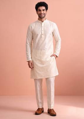  silk blend solid kurta set for men 1