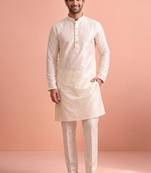  silk blend solid kurta set for men
