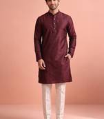  silk blend solid kurta set for men