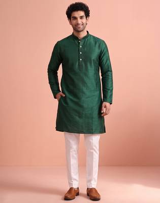  silk blend solid kurta set for men 1