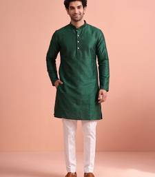  silk blend solid kurta set for men