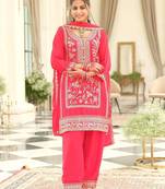 Ethnic Motifs Embroidered Round Neck Zari Kurta With Patiala & Dupatta