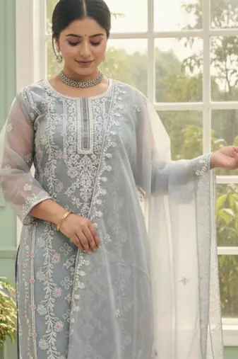 Women Floral Embroidered Kurta with Trousers & Dupatta