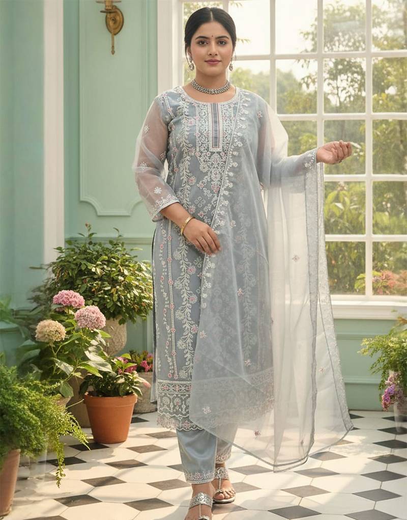 Women Floral Embroidered Kurta with Trousers & Dupatta
