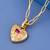 Golden Heart Ruby Crystal Pendant Necklace