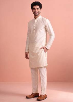  silk blend solid kurta set for men 2