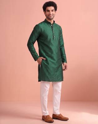  silk blend solid kurta set for men 2
