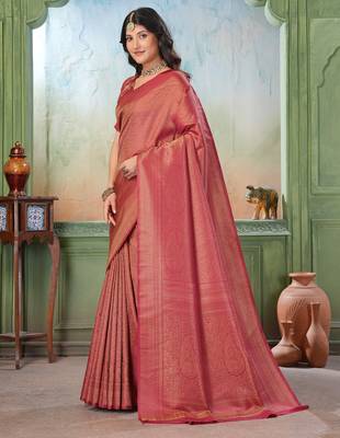 maroon woven kanjivaram soft silk saree designer pallu saree with blouse 5