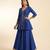 Royal Blue Embroidered Dupion Silk Kurti Lehenga Set