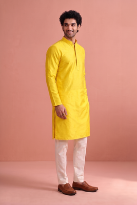  silk blend solid kurta set for men 3