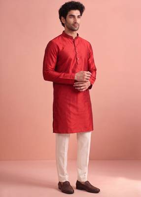  silk blend solid kurta set for men 3