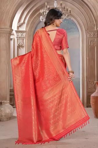 red woven kanjivaram soft silk saree designer pallu saree with blouse